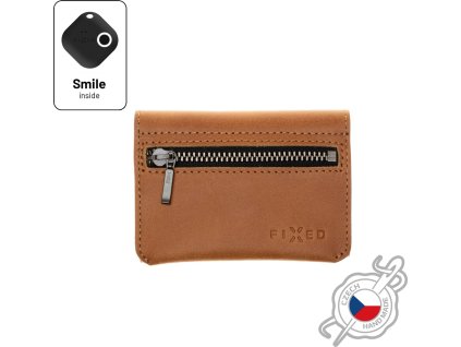 Kožená peněženka FIXED Smile Tripple se smart trackerem FIXED Smile Pro, hnědá