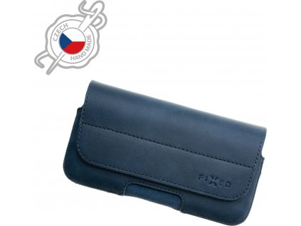 Horizontální kožené pouzdro FIXED Posh se zavíráním, velikost 5XL+, modré