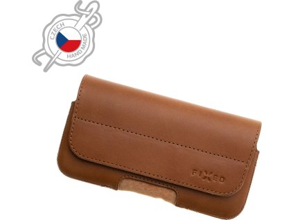 Horizontální kožené pouzdro FIXED Posh se zavíráním, velikost 4XL, hnědé