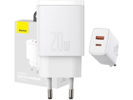 Baseus CCXJ-B02 Compact Quick Nabíječka USB/USB-C 20W White
