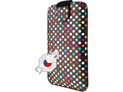 Pouzdro FIXED Soft Slim se zavíráním, PU materiál, velikost 6XL+, motiv Rainbow Dots