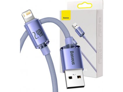 Baseus Crystal Shine kabel USB na Lightning, 2,4A, 1,2 m (fialový)