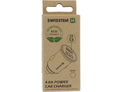SWISSTEN CL ADAPTÉR 2x USB 4,8 A METAL SILVER (ECO BALENIE)