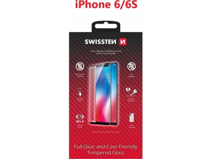 SKLO SWISSTEN FULL GLUE, COLOR FRAME, CASE FRIENDLY APPLE IPHONE 6/6S BIELÉ