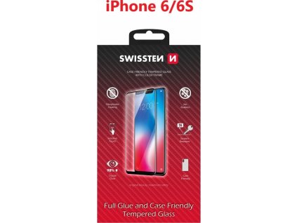 SKLO SWISSTEN FULL GLUE, COLOR FRAME, CASE FRIENDLY APPLE IPHONE 6/6S BÍLÉ