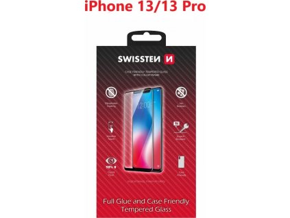 SKLO SWISSTEN FULL GLUE, COLOR FRAME, CASE FRIENDLY APPLE IPHONE 13/13 Pro ČIERNE