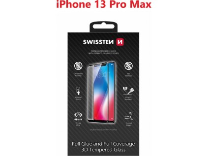 SKLO SWISSTEN ULTRA DURABLE 3D FULL GLUE GLASS APPLE IPHONE 13 Pro Max ČIERNE