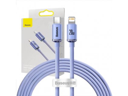 Baseus Crystal kabel USB-C na Lightning, 20W, PD, 2m (fialový)