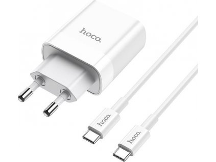 HOCO C80A NETWORK CHARGER PD20W/QC3.0 + TYPE-C CABLE WHITE