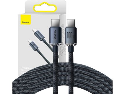 Baseus CAJY000701 Crystal Shine Series Datový Kabel USB-C - USB-C 100W 2m Black