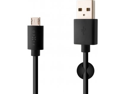 Dátový a nabíjací kábel FIXED s konektormi USB/micro USB, 1 meter, čierny