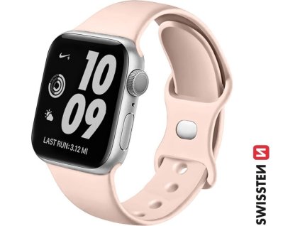 SWISSTEN REMIENOK PRE APPLE WATCH SILIKÓNOVÝ 42-44 mm PIESKOVO RUŽOVÝ