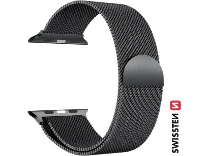 SWISSTEN ŘEMÍNEK PRO APPLE WATCH MILÁNSKÝ TAH 42 / 44 / 45 / 49 mm ČERNÝ