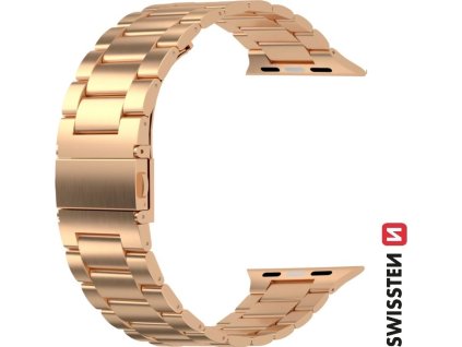 SWISSTEN ŘEMÍNEK PRO APPLE WATCH KOVOVÝ 42 / 44 / 45 / 49 mm RŮŽOVO ZLATÝ