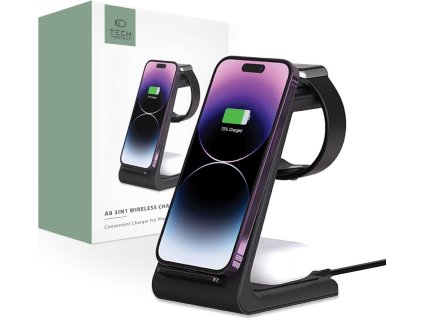 TECH-PROTECT A8 3IN1 NABÍJACIA BEZDRÔTOVÁ STANICA WIRELESS CHARGER, ČIERNA