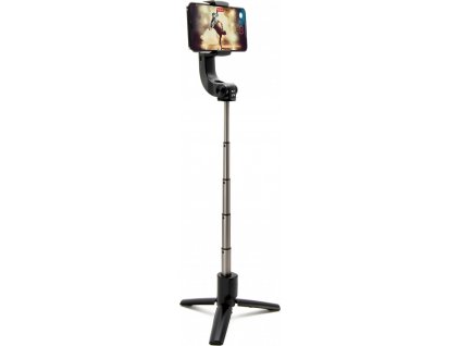 Selfie tripod so stabilizátorom a diaľkovou spúšťou FIXED Snap Action, čierny
