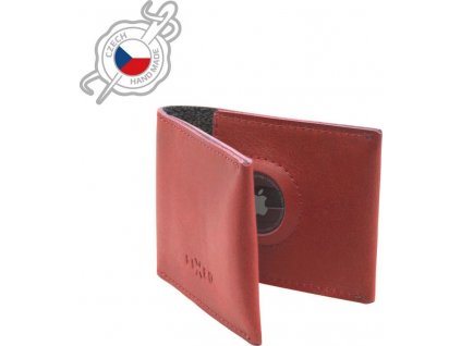 Kožená peňaženka FIXED Wallet for AirTag z pravej hovädzej kože, červená