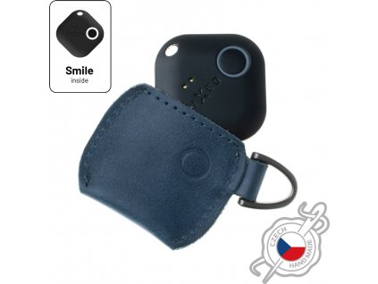 Kožené puzdro FIXED Smile Case so smart trackerom FIXED Smile Pro, modré