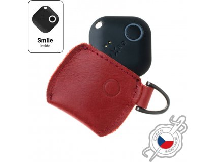 Kožené puzdro FIXED Smile Case so smart trackerom FIXED Smile Pro, červené