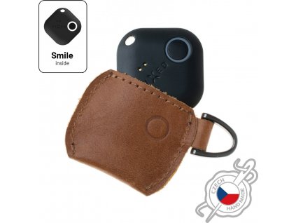 Kožené puzdro FIXED Smile Case so smart trackerom FIXED Smile Pro, hnedé