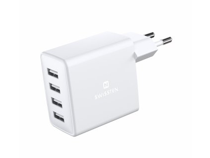 SWISSTEN sieťový adaptér 4x USB 4A 20W biely