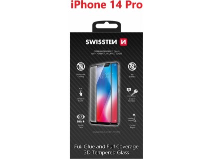 SKLO SWISSTEN ULTRA DURABLE 3D FULL GLUE GLASS PRO APPLE IPHONE 14 PRO ČERNÉ