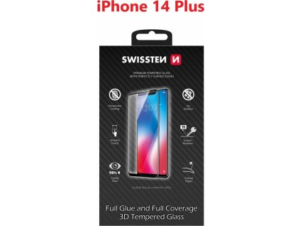 SKLO SWISSTEN ULTRA DURABLE 3D FULL GLUE GLASS PRO APPLE IPHONE 14 PLUS ČERNÉ