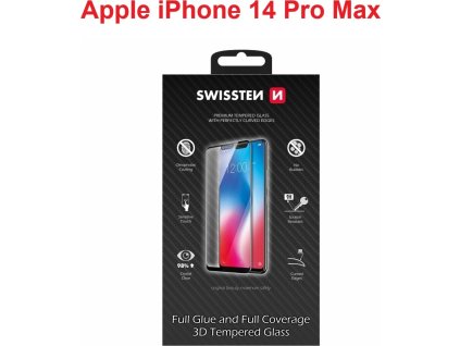 SKLO SWISSTEN ULTRA DURABLE 3D FULL GLUE GLASS APPLE IPHONE 14 Pro Max ČIERNE