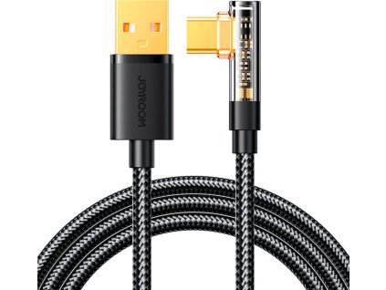 Úhlový zahnutý kabel L USB-A na USB-C / 3A / 1,2 m Joyroom S-UC027A6 (černý)