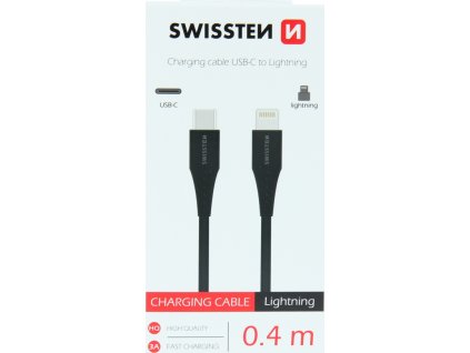 NABÍJACÍ KÁBEL SWISSTEN USB-C / LIGHTNING 0,4 M ČIERNY