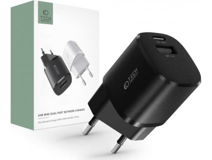 TECH-PROTECT C20W MINI 2-PORTOVÁ SIEŤOVÁ NABÍJAČKA PD20W/QC3.0 ČIERNA