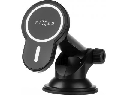 Držiak s bezdrôtovým nabíjaním FIXED MagClick XL s podporou uchytenia MagSafe, na sklo alebo palubnú dosku, 15W, čierny
