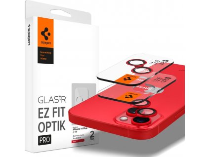 Ochranné sklo na čočku fotoaparátu SPIGEN OPTIK.TR ”EZ FIT” CAMERA PROTECTOR 2-PACK IPHONE 14 / 14 PLUS RED