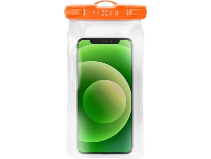 Vodeodolné plávajúce puzdro na mobil FIXED Float s kvalitným uzamykacím systémom a certifikáciou IPX8, oranžová