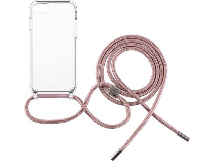 Pouzdro FIXED Pure Neck s růžovou šňůrkou na krk pro Apple iPhone 7/8/SE (2020/2022)