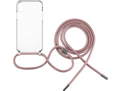 Púzdro FIXED Pure Neck s ružovou šnúrkou na krk pre Apple iPhone XR