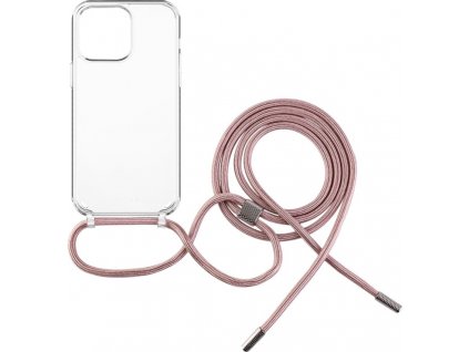 Púzdro FIXED Pure Neck s ružovou šnúrkou na krk pre Apple iPhone 13 Pro Max
