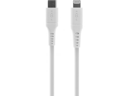 Nabíjací a dátový Liquid silicone kábel FIXED s konektormi USB-C/Lightning a podporou PD, 1.2m, MFI, biely