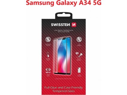 SKLO SWISSTEN FULL GLUE, COLOR FRAME, CASE FRIENDLY PRO SAMSUNG A146 GALAXY A14 5G ČERNÉ