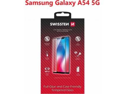 SKLO SWISSTEN FULL GLUE, COLOR FRAME, CASE FRIENDLY PRO SAMSUNG A546 GALAXY A54 5G ČERNÉ