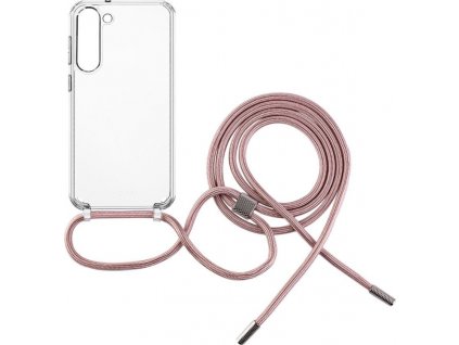 Pouzdro FIXED Pure Neck s růžovou šňůrkou na krk pro Samsung Galaxy S23+