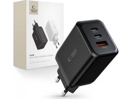 TECH-PROTECT C65W 3-PORT NETWORK CHARGER PD 65W / QC3.0 BLACK