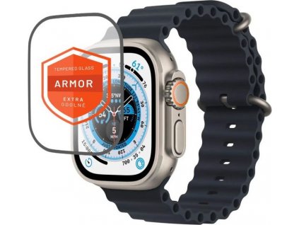 Prémiové ochranné tvrdené sklo FIXED Armor s aplikátorom pre Apple Watch Ultra 49mm, čierne