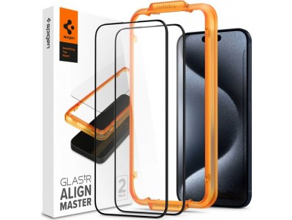 Tvrzené sklo SPIGEN ALM GLASS FC 2-PACK IPHONE 15 PRO BLACK