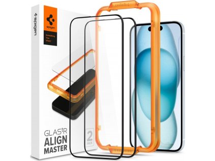 Tvrdené sklo SPIGEN ALM GLASS FC 2-PACK IPHONE 15 BLACK