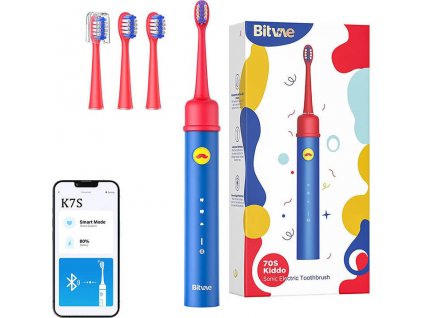 Sonická zubná kefka s aplikáciou pre deti + sada náhradných hlavíc Bitvae BVK7S (modrá)