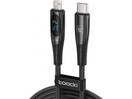Toocki nabíjecí kabel USB-C s Lightning, 1m, PD 27W (černý)