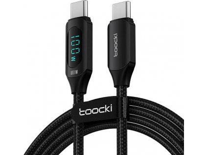 Toocki nabíjací kábel USB-C na USB-C, 1m, 100W (čierny)