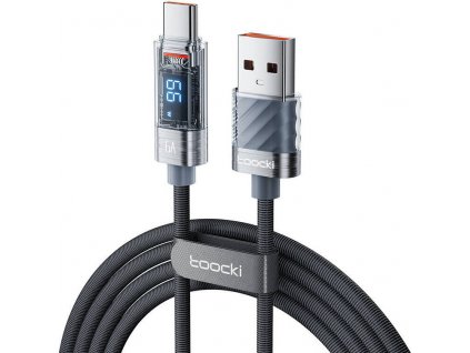 Nabíjací kábel Toocki USB na USB-C, 1m, 66W (sivý)