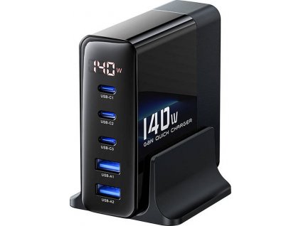 Sieťová nabíjačka Toocki Charger 3C+2A Gan 140W Black